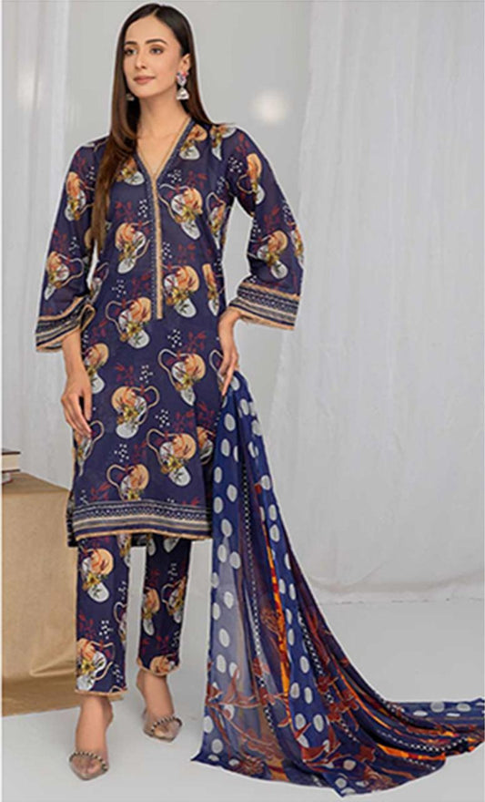 KHAADI LAWN 3pc VOIL DOPATA V74 D4