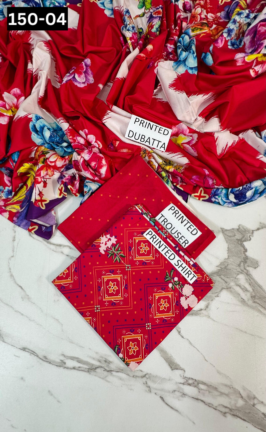 VOL 150 | DS 04 | DIGITAL PRINTED LINEN 3PC LINEN DUPATTA