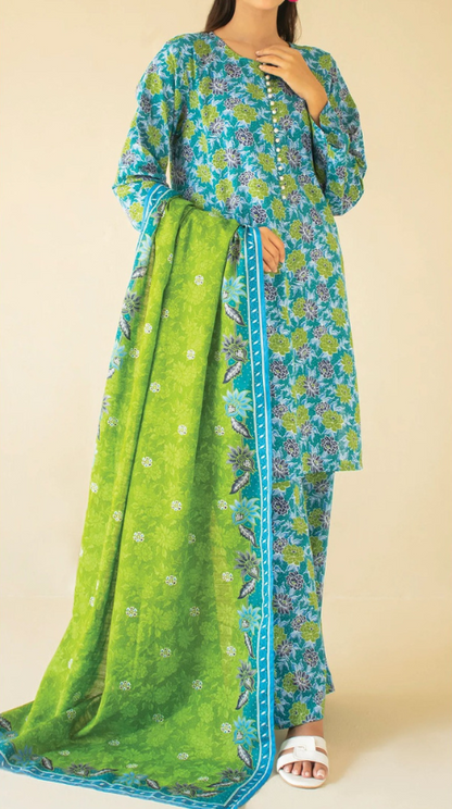 VOL 160 | DS 10 | DIGITAL PRINTED KHADDAR 3PC ZARI KHADDAR DUPATTA