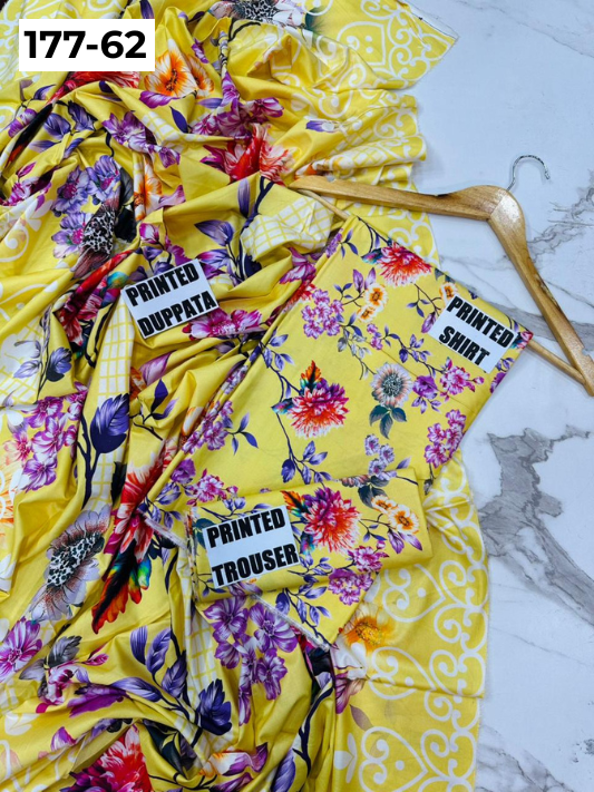 VOL 177 | DS 62 | DIGITAL PRINTED LINEN 3PC LINEN DUPATTA