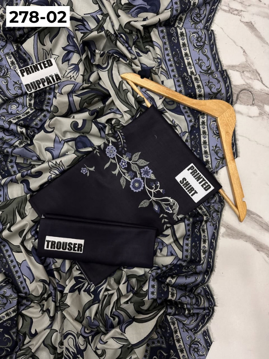 VOL 278 | DS 02 | MANNAT BY SHANAYA | DIGITAL PRINTED 3PC STONE VISCOSE SHIRT, PRINTED TROUSER, PRINTED STONE VISCOSE DUPATTA