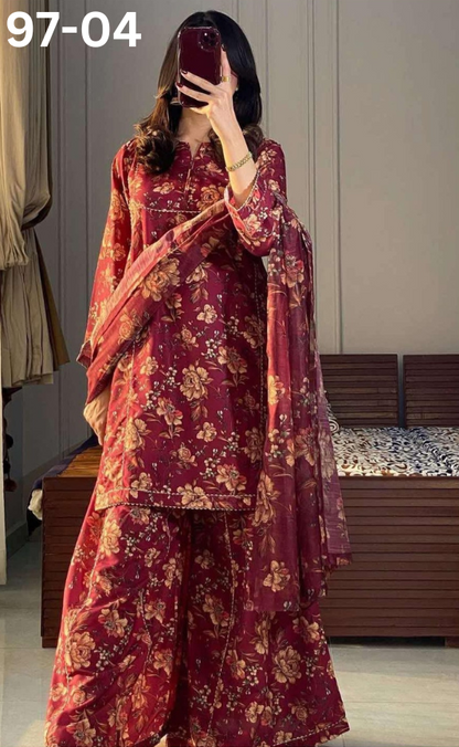 VOL 97 | DS 04 | DIGITAL PRINTED LAWN 3PC LAWN DUPATTA