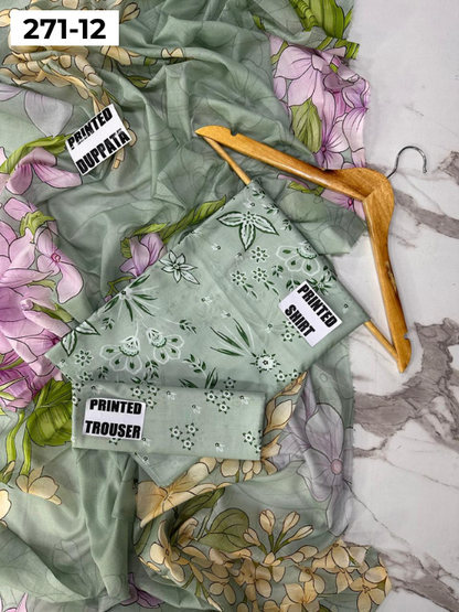 VOL 271 | DS 12 | Sana safinaz | DIGITAL PRINTED 3PC LAWN SHIRT, PRINTED TROUSER, PRINTED VOIL DUPATTA