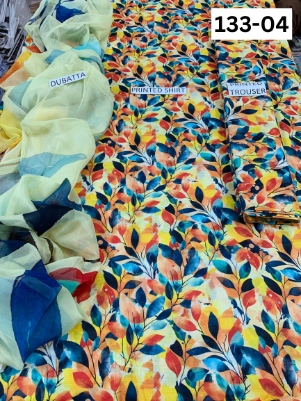 VOL 133 | DS 04 | DIGITAL PRINTED BANADORA LAWN 3PC BAMBER CHIFFON DUPATTA