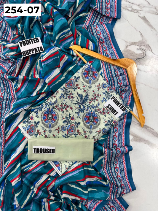 VOL 254 | DS 07 | Mirha LAWN | DIGITAL PRINTED LAWN 3PC PRINTED LAWN SHIRT PLAIN TROUSER PRINTED LAWN DUPATTA