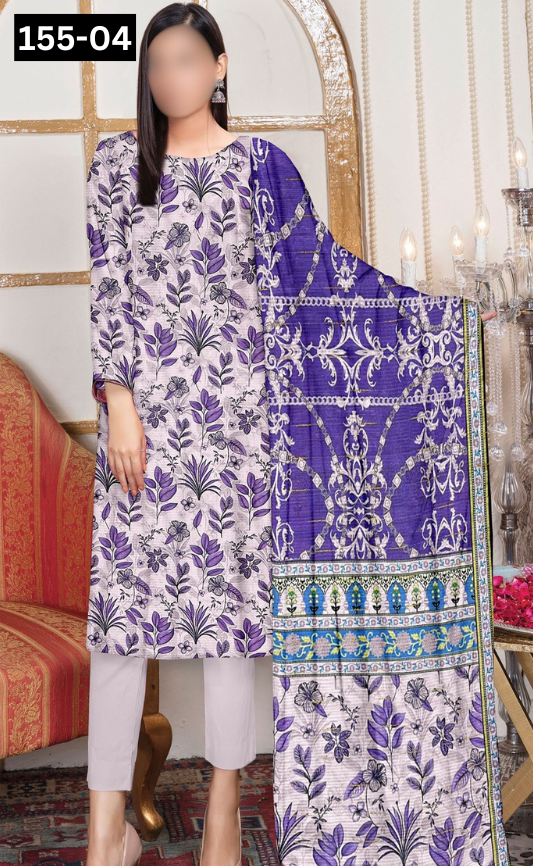 VOL 155 | DS 04 | DIGITAL PRINTED BANADORA LINEN 3PC LINEN DUPATTA