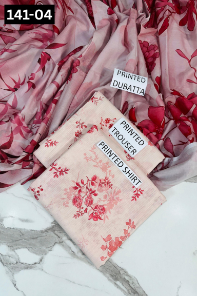 VOL 141 | DS 04 | DIGITAL PRINTED BANADORA LAWN 3PC VOIL LAWN DUPATTA