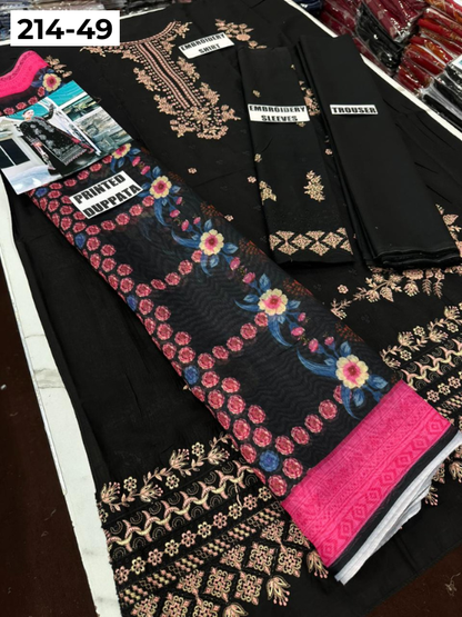 VOL 214 | DS 49 | LAWN LUXURY EMBROIDERED 3PC