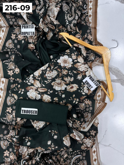 VOL 216 | DS 09 | Mirha LAWN 3PC | DIGITAL PRINTED LAWN SHIRT PLAIN TROUSER LAWN DUPATTA