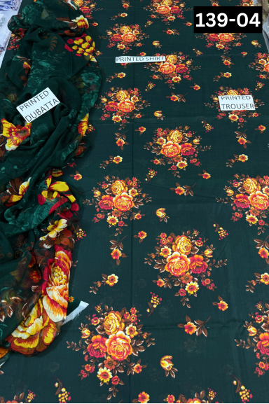 VOL 139 | DS 04 | DIGITAL PRINTED LAWN 3PC BAMBER CHIFFON DUPATTA