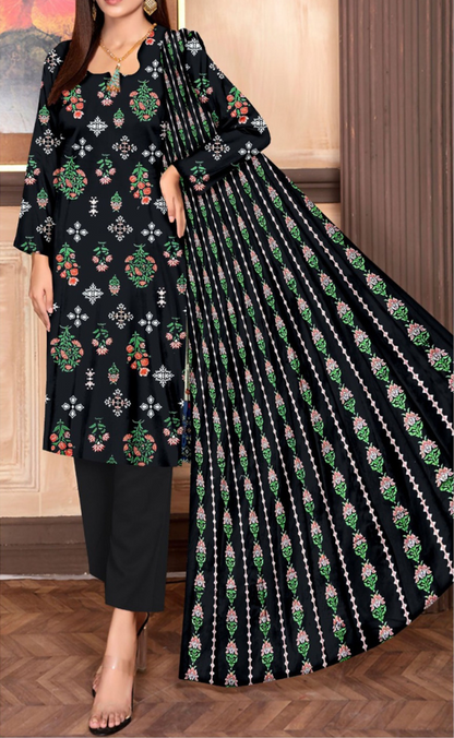 VOL 159 | DS 07 | DIGITAL PRINTED LINEN 3PC LINEN DUPATTA