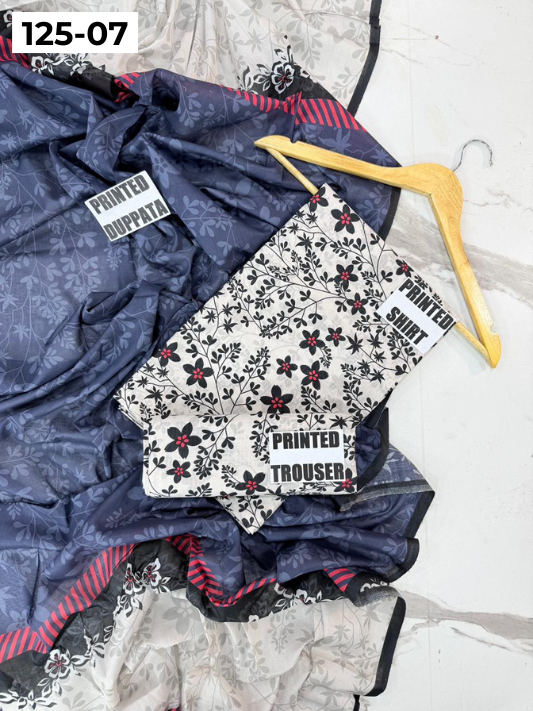 VOL 125 | DS 07 | DIGITAL PRINTED BANADORA LAWN 3PC VOIL LAWN DUPATTA
