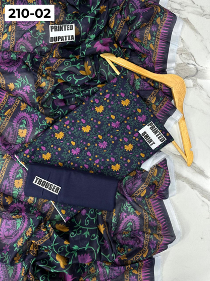 SAPPHIRE LAWN 3PC VOL 210 | DS 02 | DIGITAL PRINTED LAWN SHIRT VOIL LAWN DUPATTA DYED TROUSER