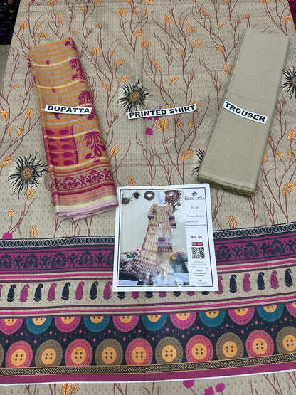VOL 09 | DS 04 | DIGITAL PRINTED BANA DORIYA  LAWN 3PC