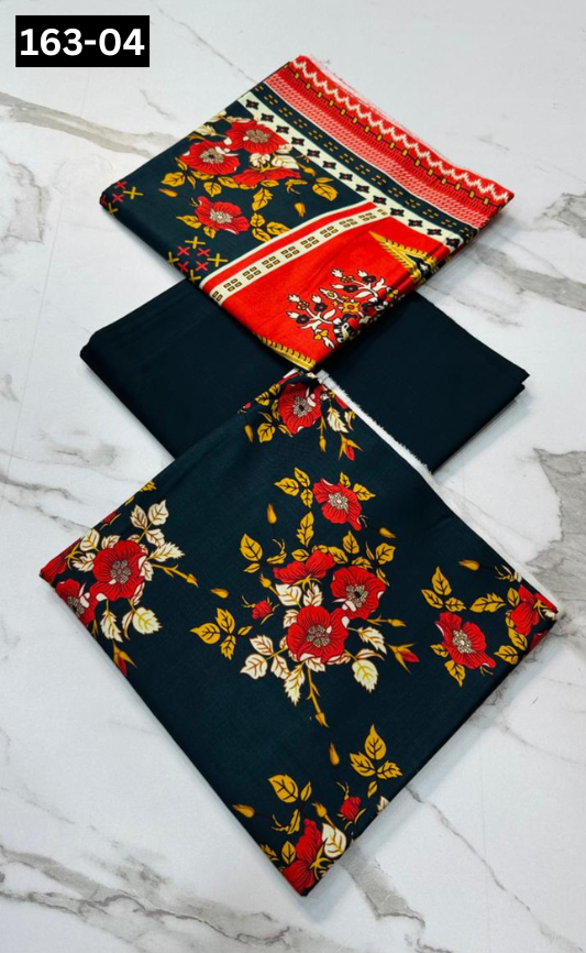 VOL 163 | DS 04 | DIGITAL PRINTED LINEN 3PC LINEN DUPATTA
