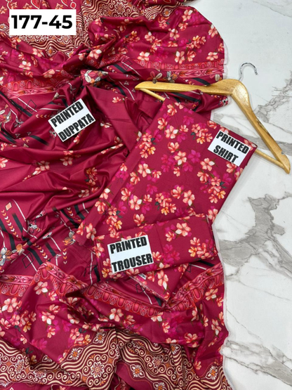 VOL 177 | DS 45 | DIGITAL PRINTED LINEN 3PC LINEN DUPATTA