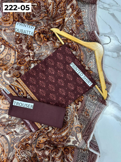 VOL 222 | DS 05 | BEECHTREE LAWN | DIGITAL PRINTED BANADORA LAWN SHIRT PLAIN TROUSER BAMBER CHIFFON DUPATTA