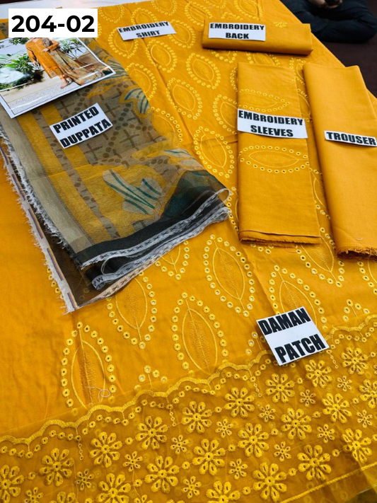 Vol 204 | DS 02 | LAWN EMBROIDERED THREE PIECE COLLECTION