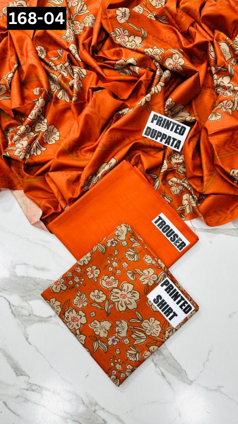 VOL 168 | DS 04 | DIGITAL PRINTED DHANAK 3PC DYED TROUSER DHANAK DUPATTA