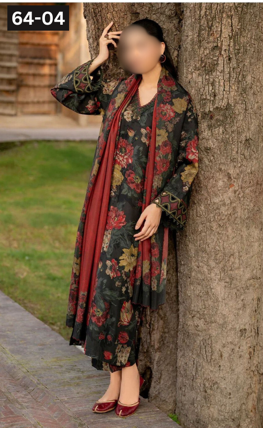 VOL 64 | DS 04 | DIGITAL PRINTED KHADDAR 3PC KHADDAR DUPATTA