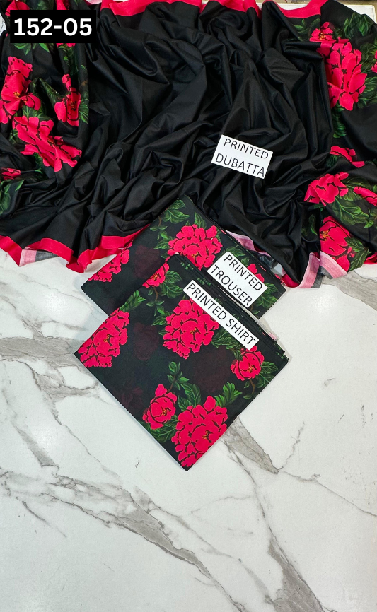 VOL 152 | DS 05 | DIGITAL PRINTED LINEN 3PC LINEN DUPATTA