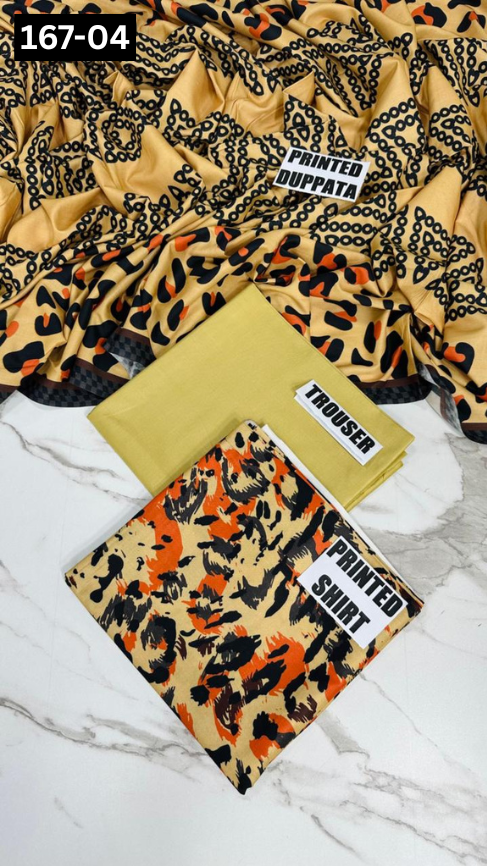 VOL 167 | DS 04 | DIGITAL PRINTED LINEN 3PC LINEN DUPATTA