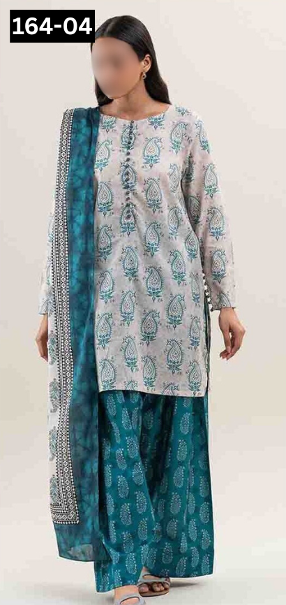 VOL 164 | DS 04 | DIGITAL PRINTED LINEN 3PC LINEN DUPATTA