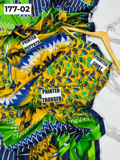 VOL 177 | DS 02 | DIGITAL PRINTED LINEN 3PC LINEN DUPATTA