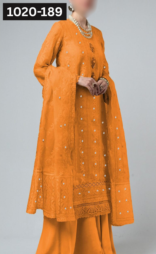 VOL 1020 | DS 189 | DHANAK DYED  EMBROIDERED 3PC DHANAK VELVET SHAWL