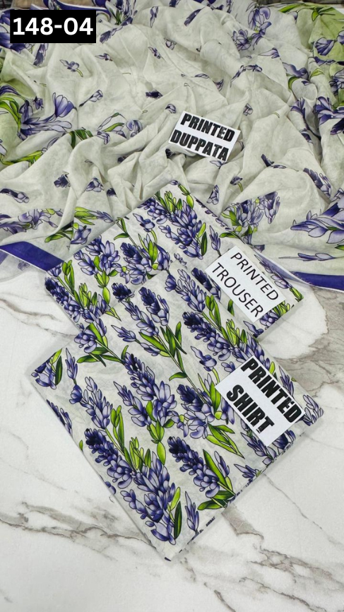 VOL 148 | DS 04 | DIGITAL PRINTED LAWN 3PC VOIL LAWN DUPATTA
