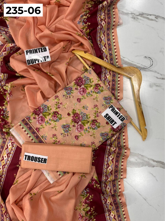 VOL 235 | DS 06 | Mirha LAWN |  DIGITAL PRINTED LAWN 3PC PRINTED LAWN SHIRT PLAIN TROUSER PRINTED LAWN DUPATTA