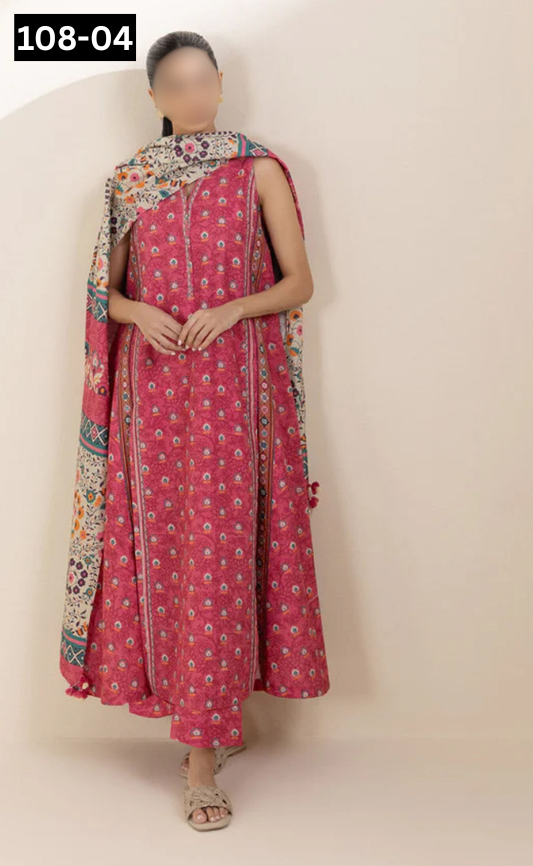 VOL 108 | DS 04 | DIGITAL PRINTED LAWN 3PC VOIL LAWN DUPATTA