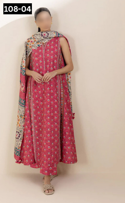 VOL 108 | DS 04 | DIGITAL PRINTED LAWN 3PC VOIL LAWN DUPATTA