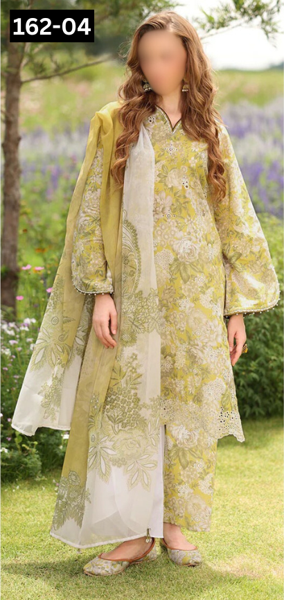 VOL 162 | DS 04 | DIGITAL PRINTED LINEN 3PC LINEN DUPATTA