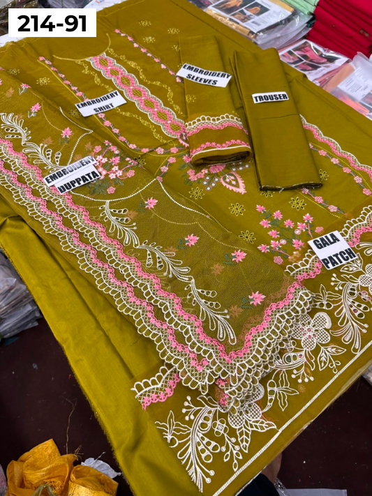 VOL 214 | DS 91 | LAWN LUXURY EMBROIDERED 3PC