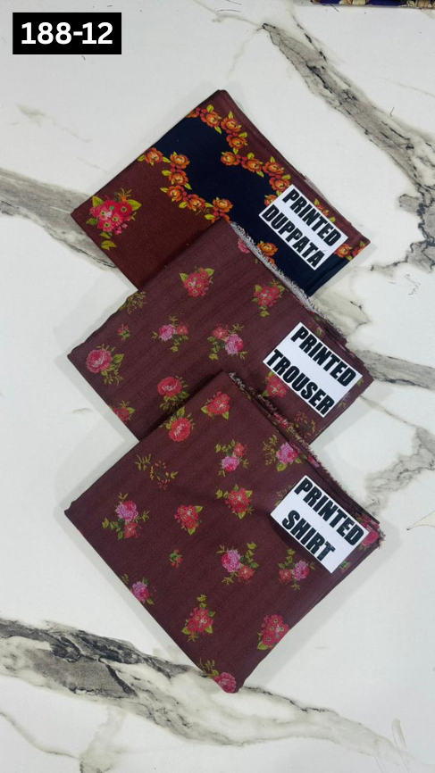 VOL 188 | DS 12 | DIGITAL PRINTED DHANAK 3PC DHANAK DUPATTA