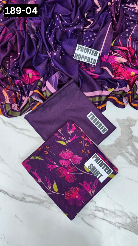 VOL 189 | DS 04 | DIGITAL PRINTED BANADORA DHANAK 3PC DYED TROUSER