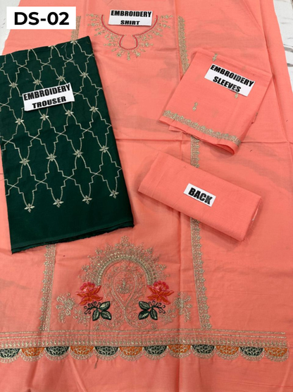 | DS 02-PEACH | KIDS EMBROIDERED LAWN 2PC