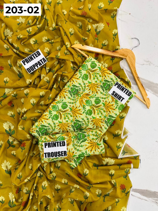 VOL 203 | DS 02 | DIGITAL PRINTED BANADORA LAWN 3PC VOIL LAWN DUPATTA