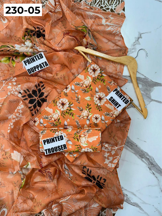 VOL 230 | DS 05 | DIGITAL PRINTED DOBBY LAWN 3PC TANA DORA LAWN DUPATTA