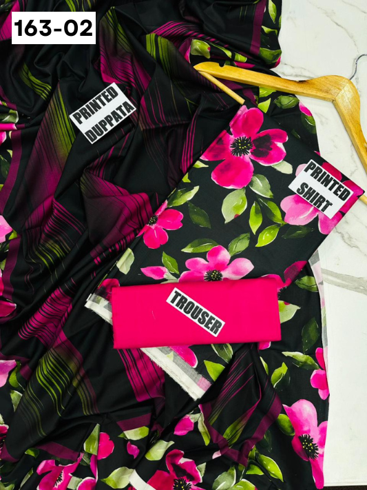 VOL 163 | DS 02 | DIGITAL PRINTED LINEN 3PC LINEN DUPATTA