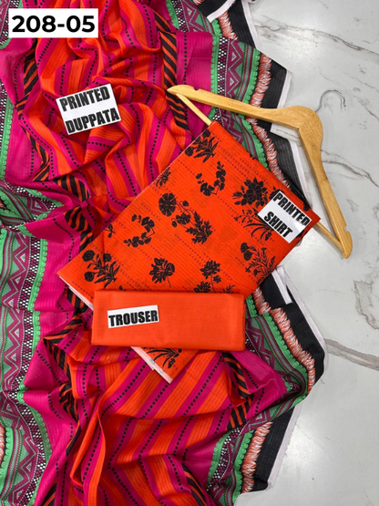VOL 208 | DS 05 | DIGITAL PRINTED BANADORA LAWN SHIRT PLAIN TROUSER BANA DORA LAWN DUPATTA