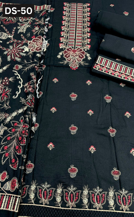 BAREEZE KARANDI | DS 50 | KARANDI EMBROIDERED 3PC WITH EMBROIDERED SHAWL
