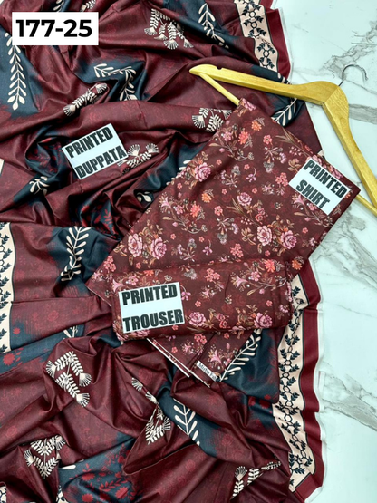 VOL 177 | DS 25 | DIGITAL PRINTED LINEN 3PC LINEN DUPATTA