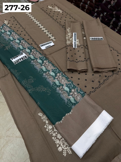 VOL 277 | DS 26 | DHANAK EMBROIDERED WOOL SHAWL 3PC