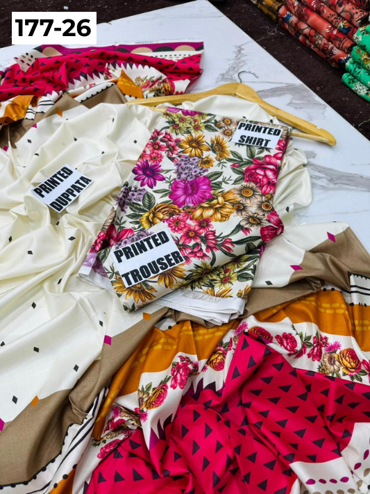 VOL 177 | DS 26 | DIGITAL PRINTED LINEN 3PC LINEN DUPATTA