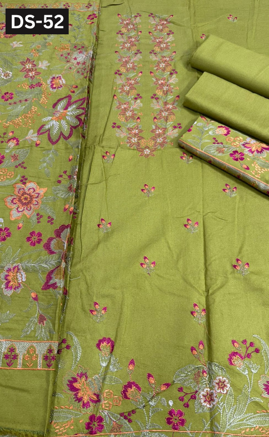 BAREEZE KARANDI | DS 52 | KARANDI EMBROIDERED 3PC WITH EMBROIDERED SHAWL