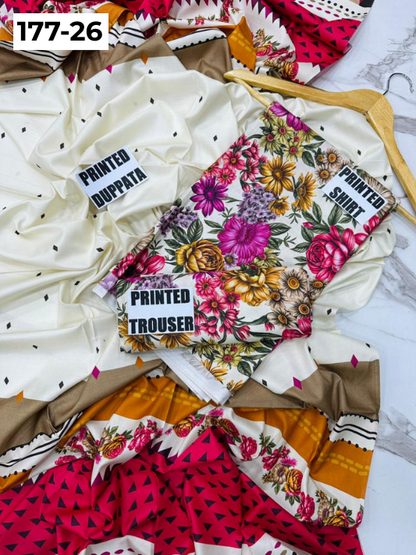 VOL 177 | DS 26 | DIGITAL PRINTED LINEN 3PC LINEN DUPATTA