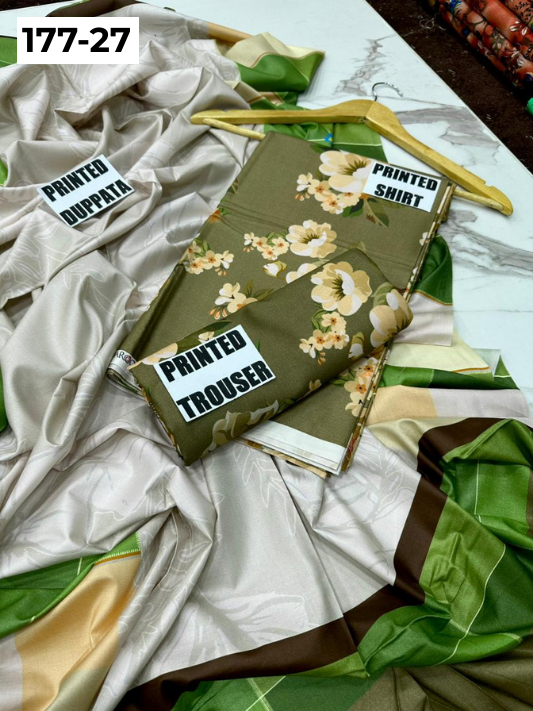 VOL 177 | DS 27 | DIGITAL PRINTED LINEN 3PC LINEN DUPATTA