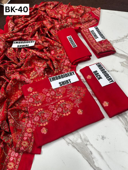 BAREEZE KARANDI | DS 40 | KARANDI EMBROIDERED 3PC WITH EMBROIDERED SHAWL